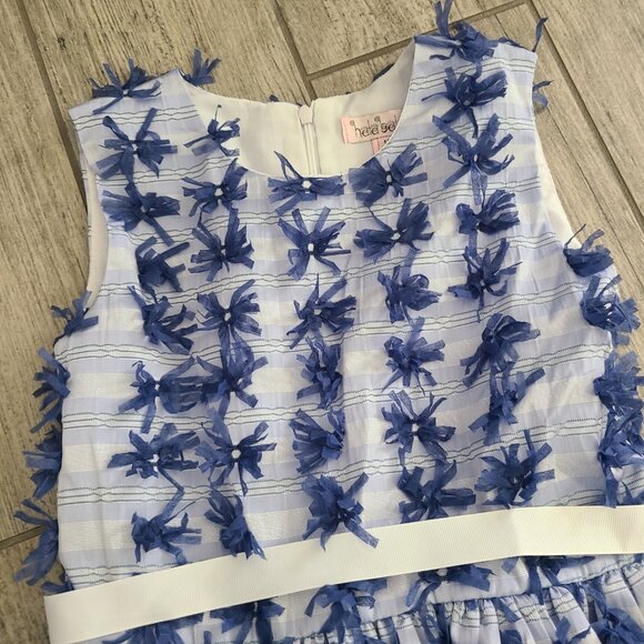 Halabaloo young girls blue and white sleeveless summer dress size 10 - Picture 5 of 11